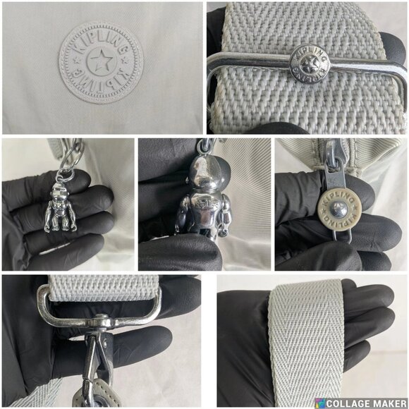 Pack of 2 KIPLING Gray/Light Blue Medium Bag Polyester with Shoulder Strap - Picture 7 of 16